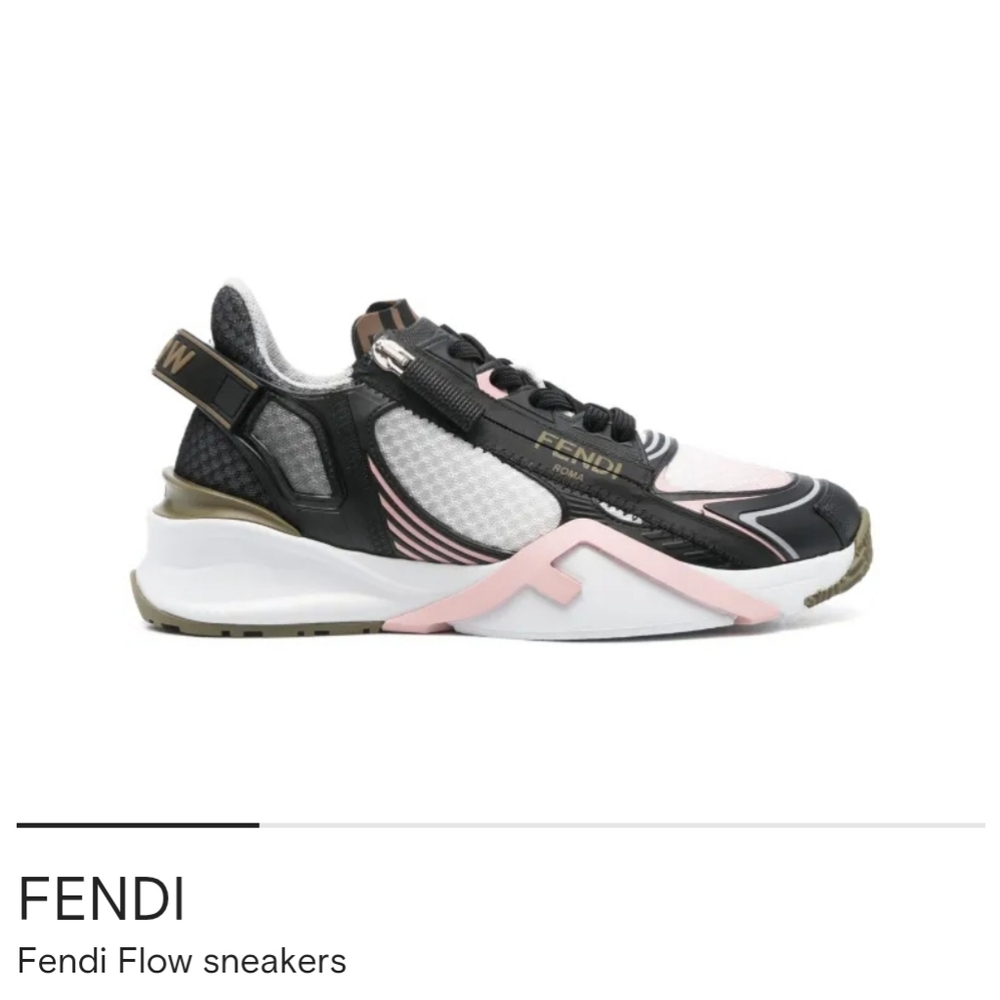 Fendi Flow Green Pink Black White Trainer Sneaker NEW